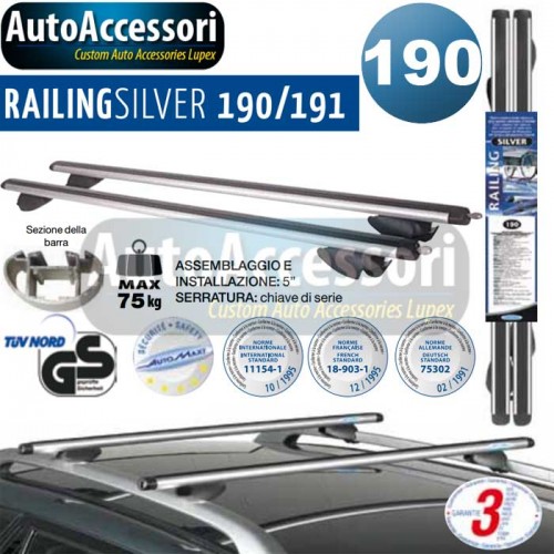 Barre portatutto Jeep preassemblata Railing Silver 190